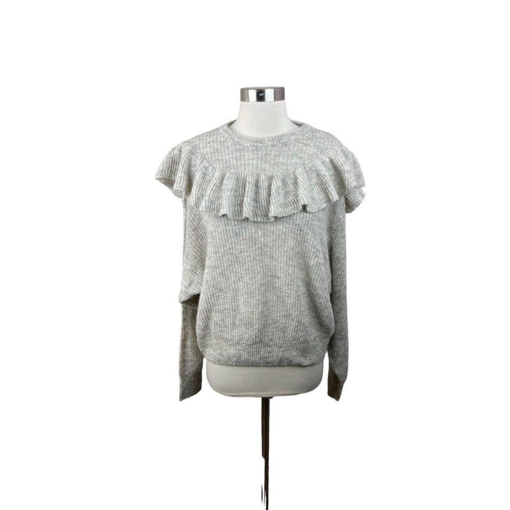 Holebrook Sweden L Gray Ruffle Mohair Merino Wool Sweater